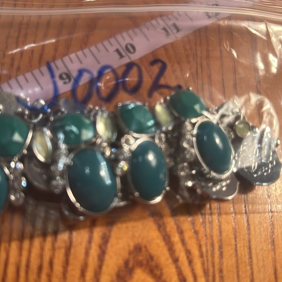 Lia Sophia Vintage Faux Green Turquoise Rhinstone Statement Necklace Estate find - Picture 14 of 14